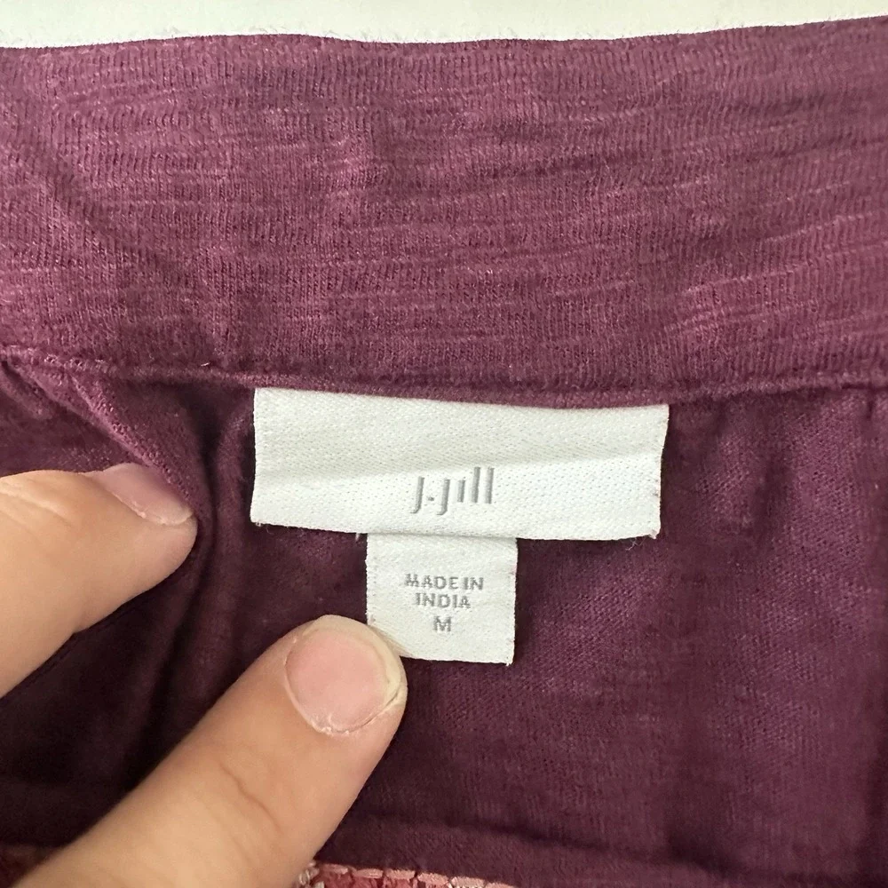 J JIll Womens Boho Top Size M Purple Knit Embroidered Square Neck Mature Casual - Picture 4 of 9